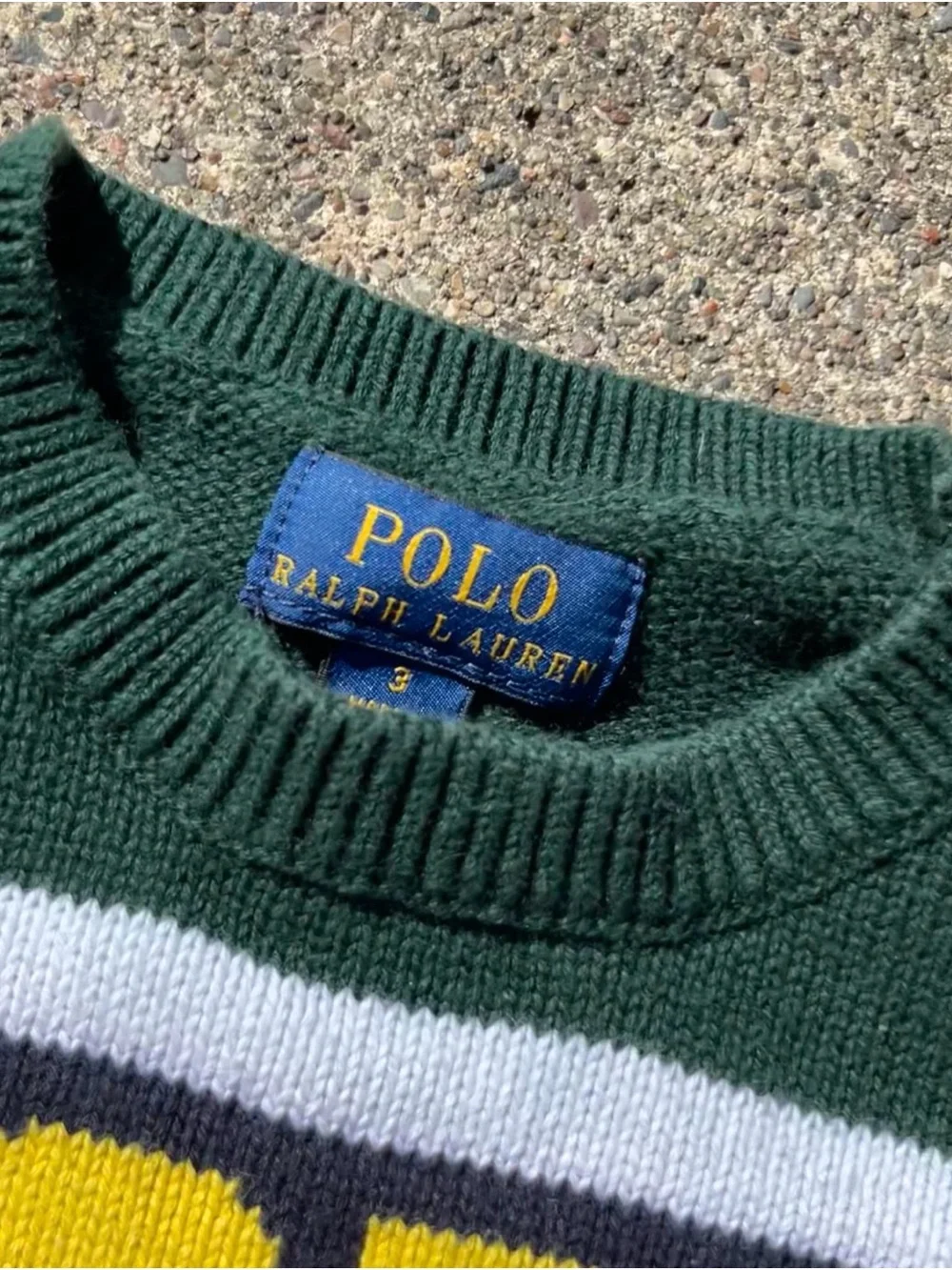 Polo by Ralph Lauren Forest Green Crewneck Sweater with Yellow Logo(only worn 1)